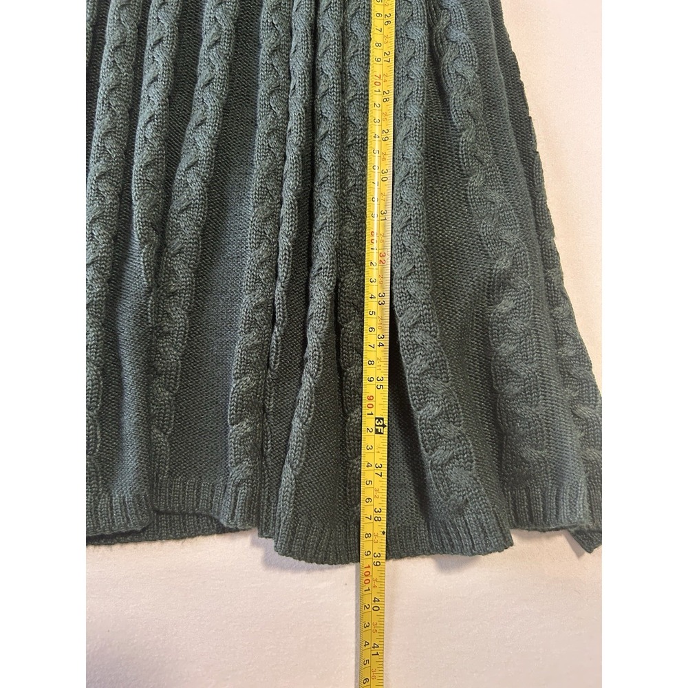 Jessica Howard Cable Knit Sweater Dress Women L Green V Neck 3/4 Sleeve A Line - Picture 7 of 7